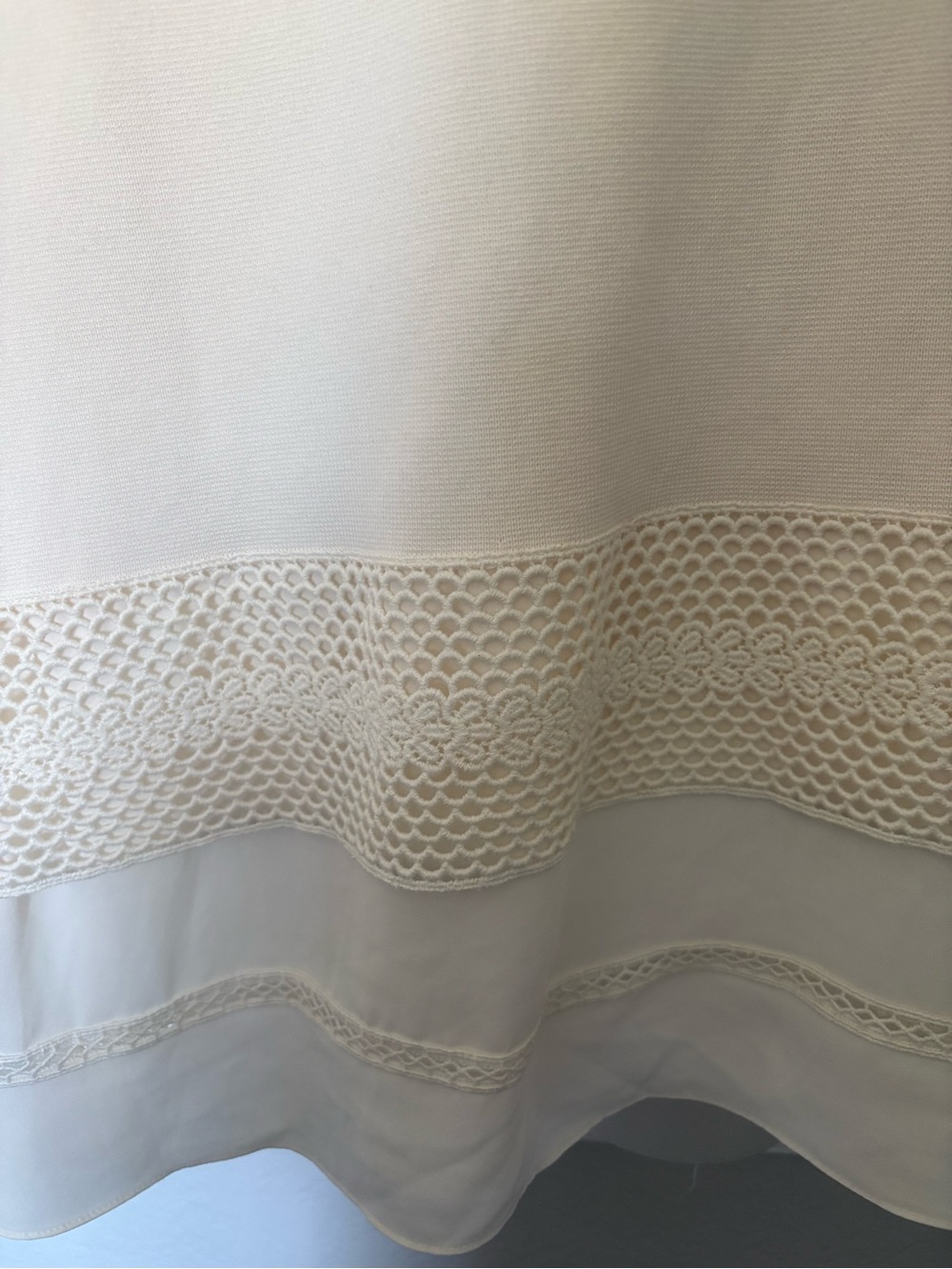 LOFT Cream Knit Top with Lace Insets - Picture 5 of 6